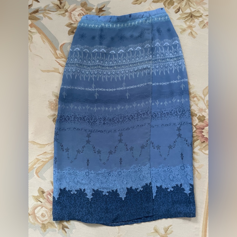 Worthington Blue Gradient faux wrap Pencil Skirt